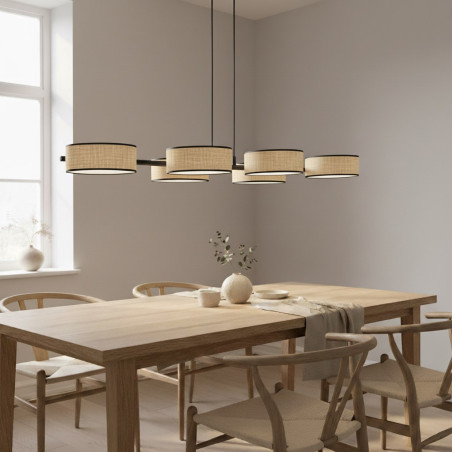 Lampa wisząca Drumz rattan | Emibig - 6 punktów, 100cm