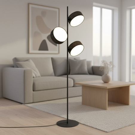 Lampa podłogowa Drumz | 3 punkty, 160cm, Czarna | Emibig