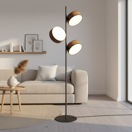 Lampa podłogowa Drumz | 3 punkty, 160cm, brąz | Emibig