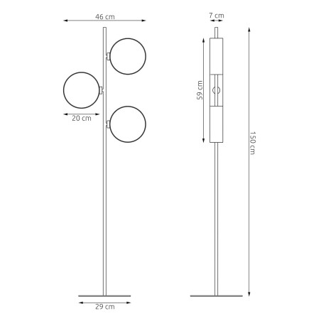 Lampa podłogowa Drumz | 3 punkty, 160cm | Emibig