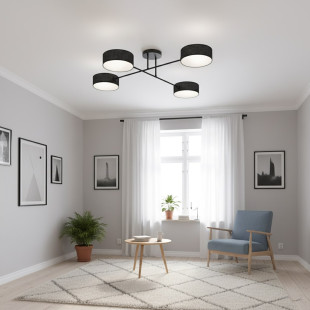Lampa sufitowa Maga Emibig | Czarna, 4 punkty, 96cm
