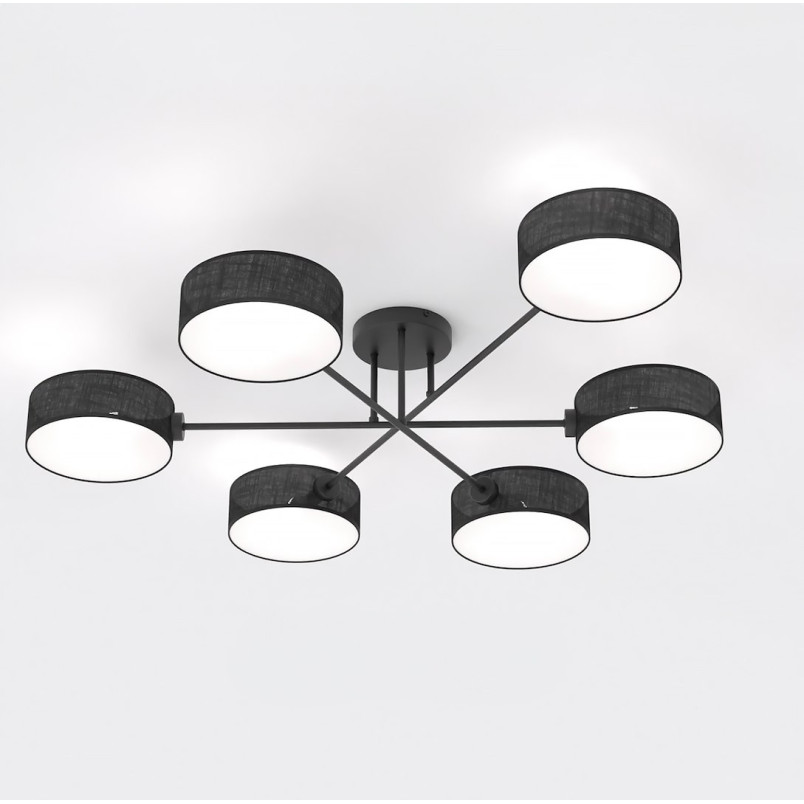 Lampa sufitowa Maga | 6 punktów, czarna | Emibig