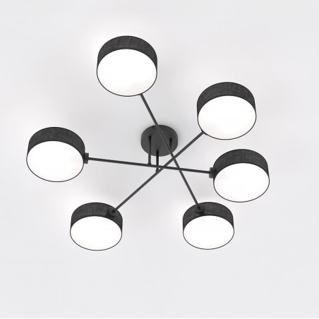 Lampa sufitowa Maga | 6 punktów, czarna | Emibig