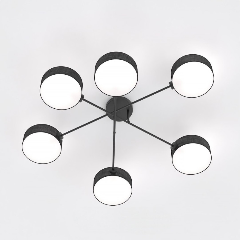 Lampa sufitowa Maga | 6 punktów, czarna | Emibig