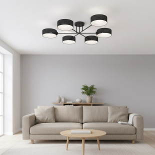 Lampa sufitowa Maga | 6 punktów, czarna | Emibig