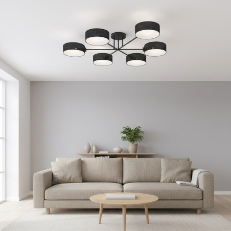 Lampa sufitowa Maga | 6 punktów, czarna | Emibig