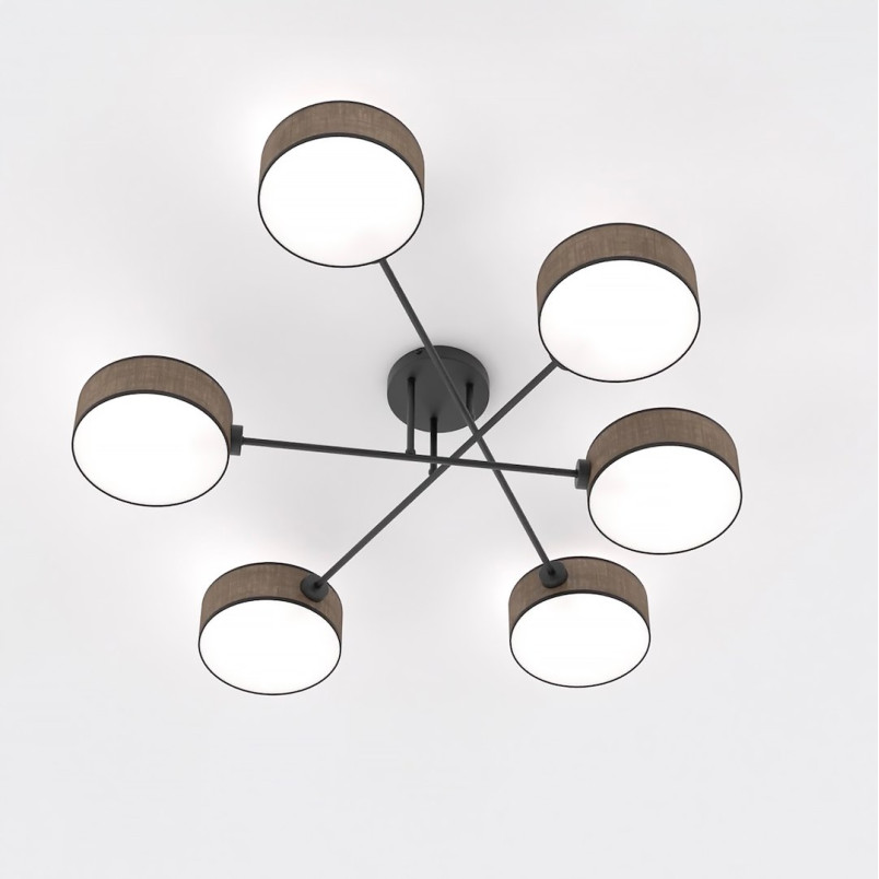 Lampa sufitowa Maga | 6 punktów, brązowa | Emibig