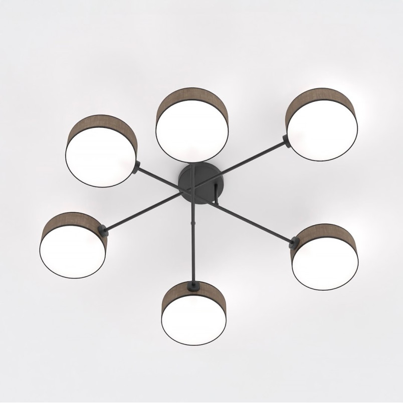 Lampa sufitowa Maga | 6 punktów, brązowa | Emibig