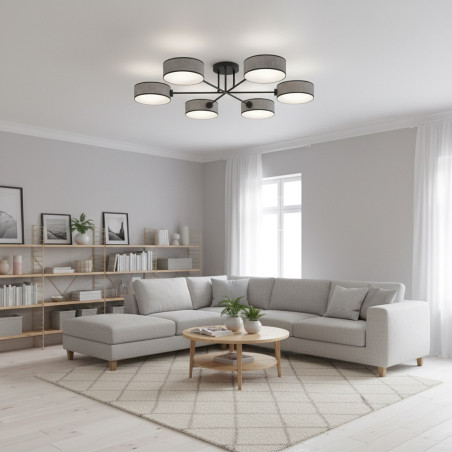 Lampa sufitowa Maga szara | 6 punktów | Emibig