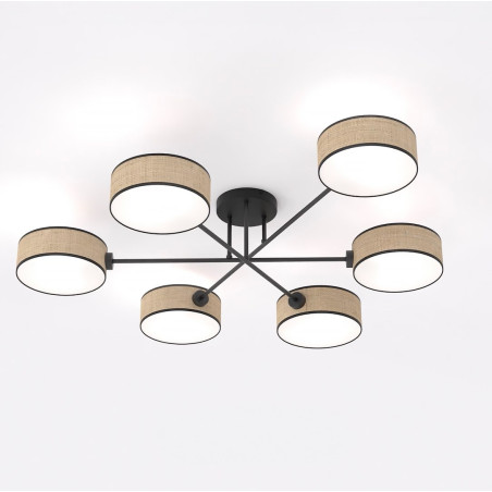 Lampa sufitowa Maga rattan Emibig | 6 punktów, 105cm