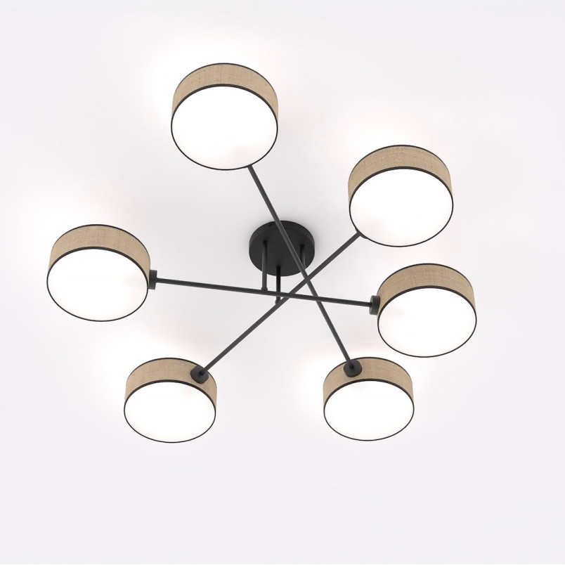 Lampa sufitowa Maga rattan Emibig | 6 punktów, 105cm