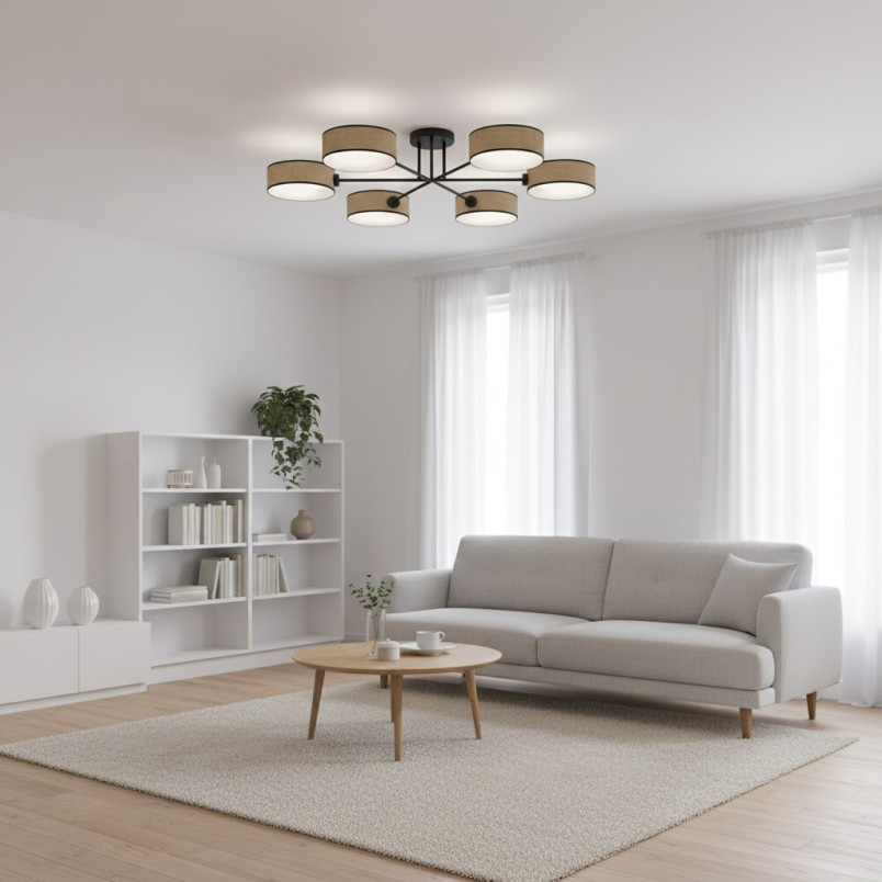 Lampa sufitowa Maga rattan Emibig | 6 punktów, 105cm