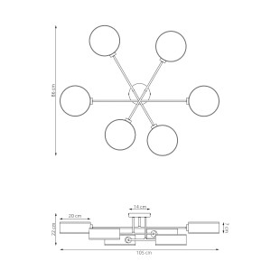 Lampa sufitowa Maga - 6 punktów, multikolor | Emibig