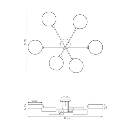 Lampa sufitowa Maga - 6 punktów, multikolor | Emibig
