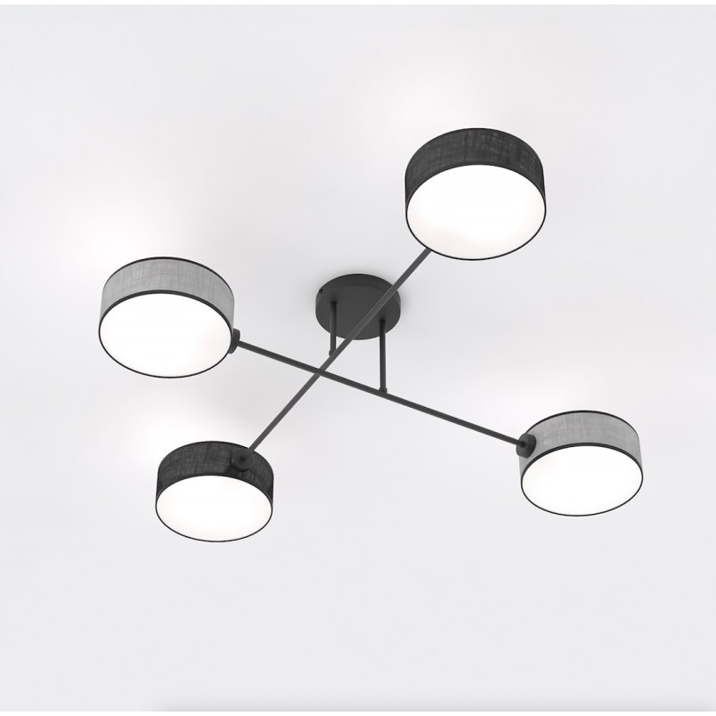 Lampa sufitowa Maga | 4 punkty, szaro-czarna | Emibig