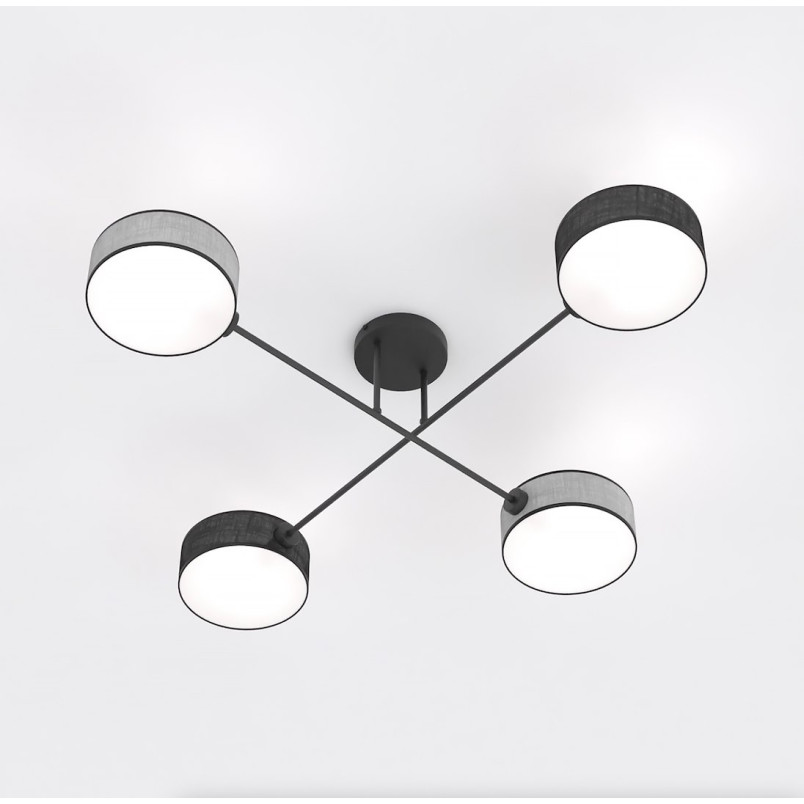 Lampa sufitowa Maga | 4 punkty, szaro-czarna | Emibig
