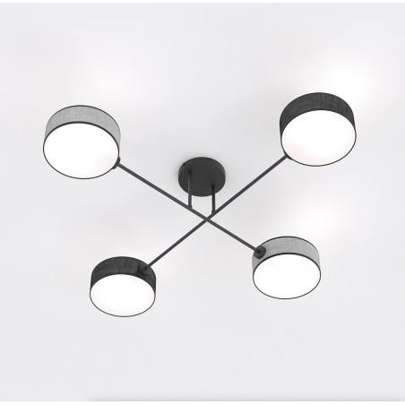 Lampa sufitowa Maga | 4 punkty, szaro-czarna | Emibig