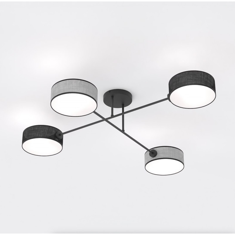 Lampa sufitowa Maga | 4 punkty, szaro-czarna | Emibig
