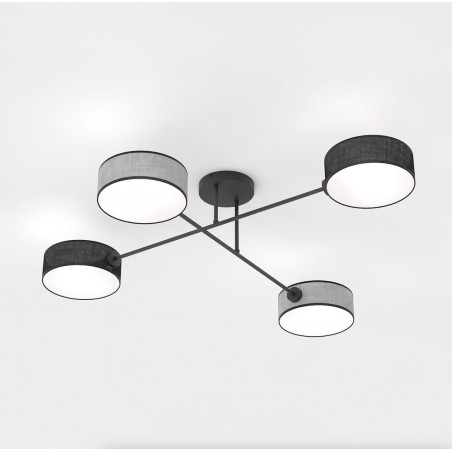 Lampa sufitowa Maga | 4 punkty, szaro-czarna | Emibig