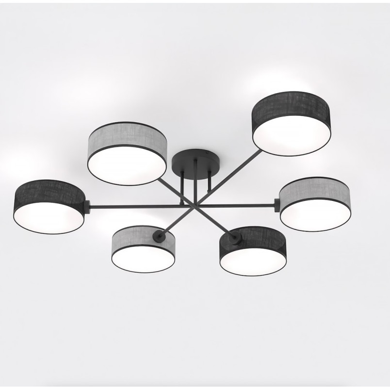 Lampa sufitowa Maga - 6 punktów, szaro-czarna | Emibig