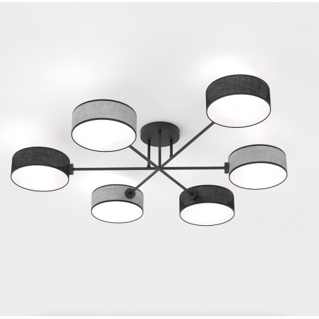 Lampa sufitowa Maga - 6 punktów, szaro-czarna | Emibig