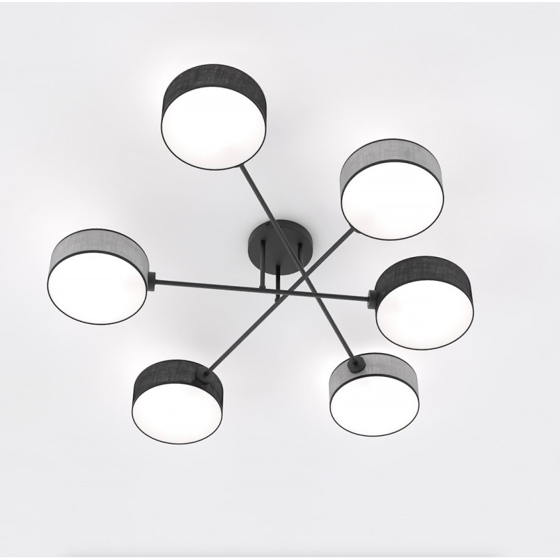 Lampa sufitowa Maga - 6 punktów, szaro-czarna | Emibig