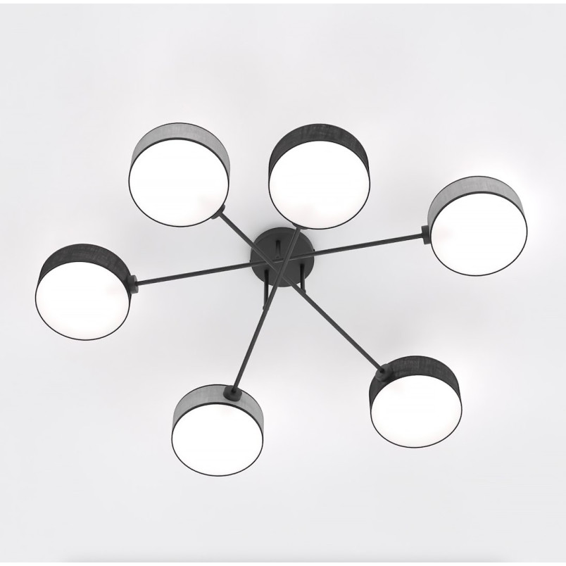 Lampa sufitowa Maga - 6 punktów, szaro-czarna | Emibig