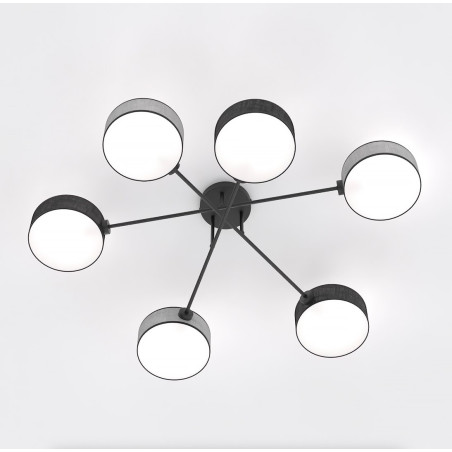 Lampa sufitowa Maga - 6 punktów, szaro-czarna | Emibig