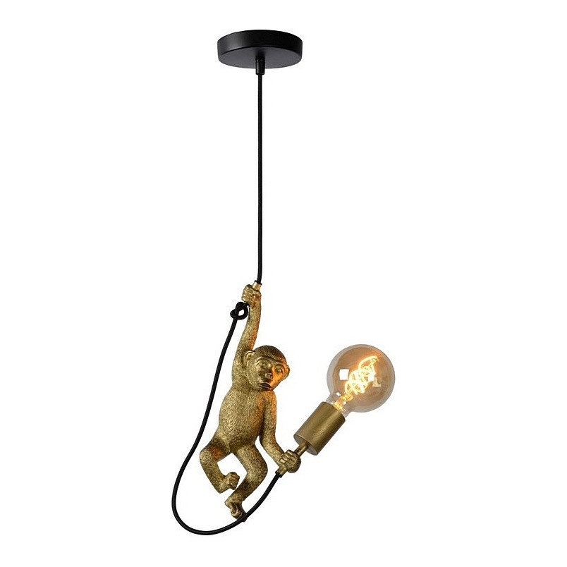 Lampa wisząca Chimp mosiężna Lucide | Art Deco, E27