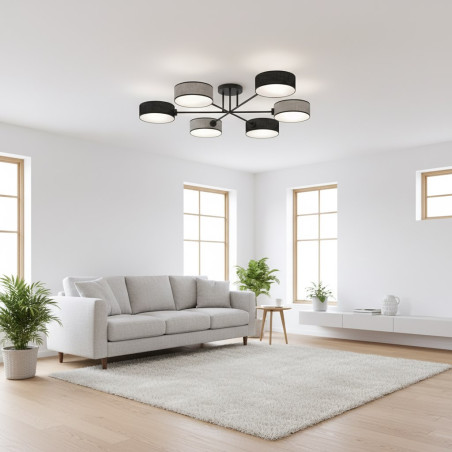 Lampa sufitowa Maga - 6 punktów, szaro-czarna | Emibig