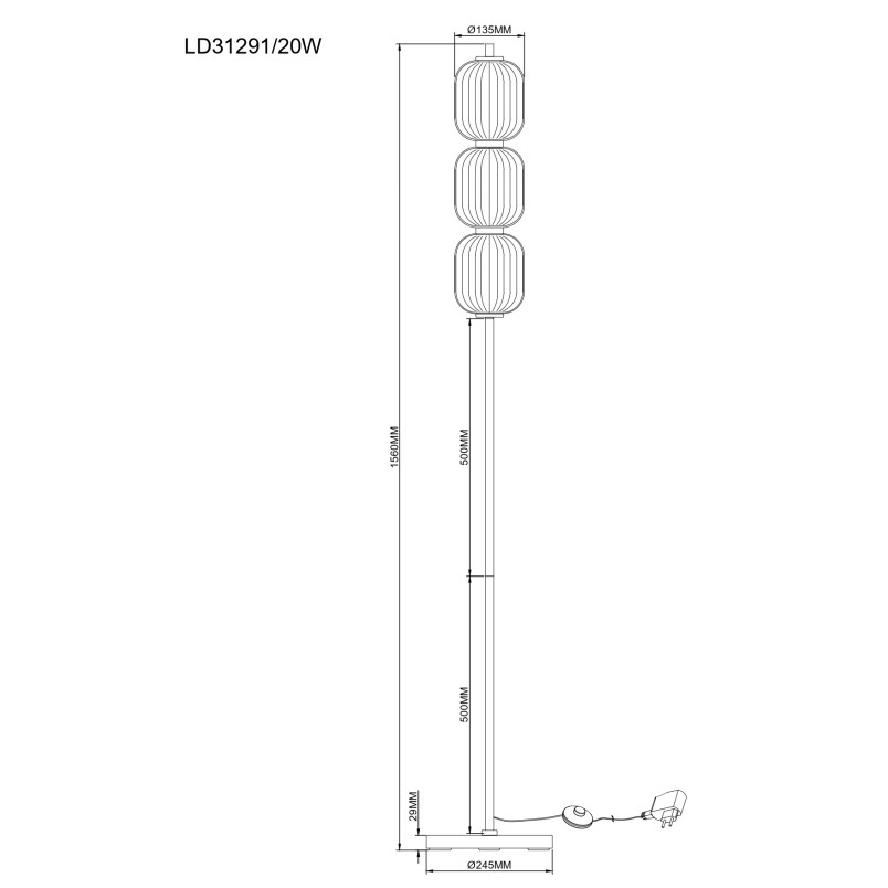 Lampa podłogowa ZumaLine Akari: Szkło, LED, Złoty