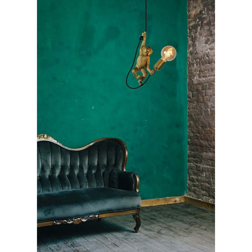 Lampa wisząca Chimp mosiężna Lucide | Art Deco, E27