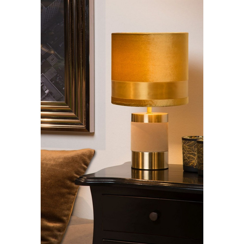 Lampa stołowa welurowa Frizzle żółta Lucide | Glamour