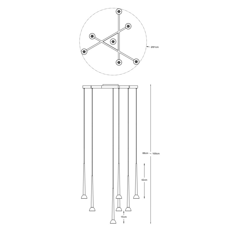 Lampa wisząca Boston ZumaLine | 7 punktów, czarny mat