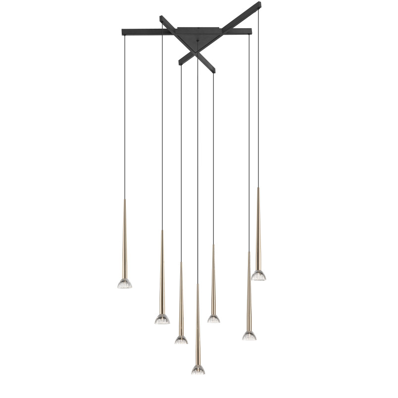 Lampa wisząca ZumaLine Boston | 7 punktów, czarny/złoty