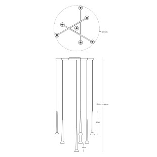 Lampa wisząca ZumaLine Boston | 7 punktów, czarny/złoty