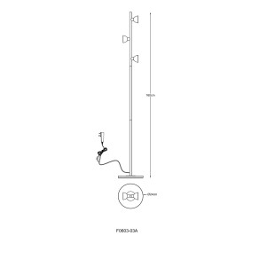 Lampa podłogowa Boston ZumaLine | 3 punkty, 160cm, Czarny/Złoto