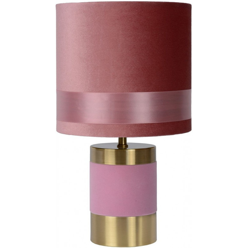 Lampa stołowa welurowa Frizzle - Różowa Lucide | Glamour