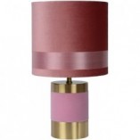 Lampa stołowa welurowa Frizzle - Różowa Lucide | Glamour