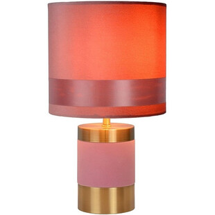 Lampa stołowa welurowa Frizzle - Różowa Lucide | Glamour