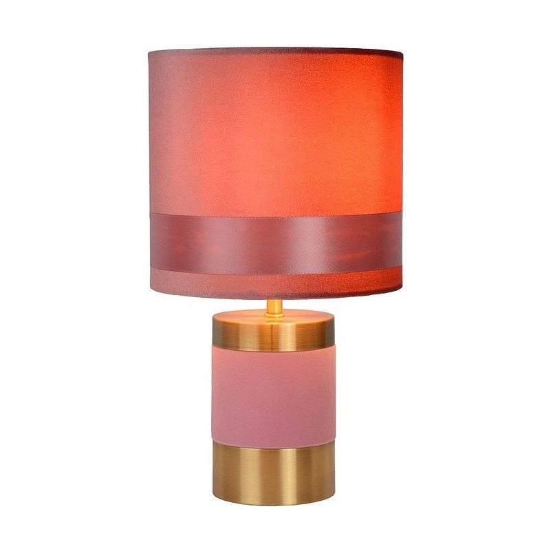 Lampa stołowa welurowa Frizzle - Różowa Lucide | Glamour