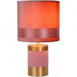 Lampa stołowa welurowa Frizzle - Różowa Lucide | Glamour