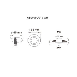 Downlight Finn ZumaLine: Biały, Okrągły, Podtynkowe Oczko