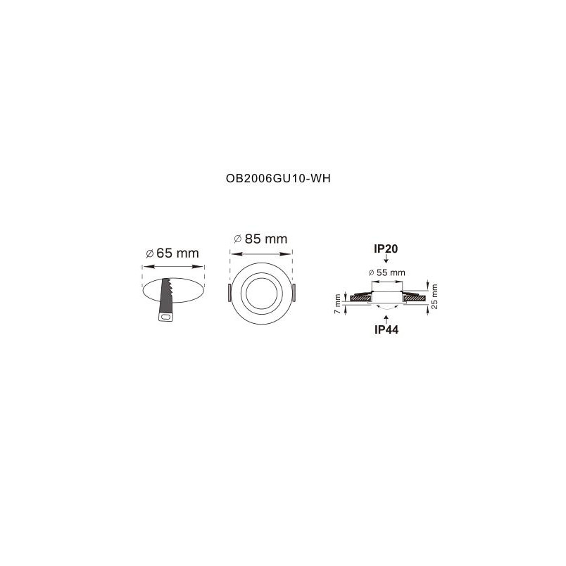 Downlight Finn ZumaLine: Biały, Okrągły, Podtynkowe Oczko