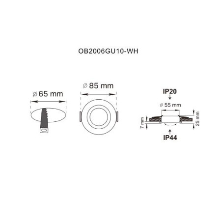 Downlight Finn ZumaLine: Biały, Okrągły, Podtynkowe Oczko