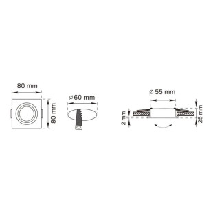 Downlight kwadratowy ZumaLine Finn | Oświetlenie czarne