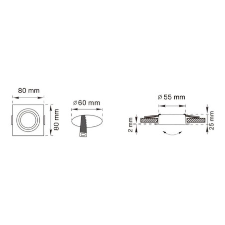 Downlight kwadratowy ZumaLine Finn | Oświetlenie czarne