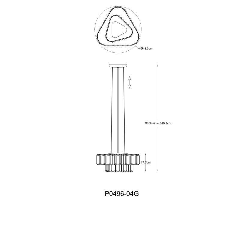 Lampa wisząca ZumaLine Helios - Kryształowa, Złota, 44cm
