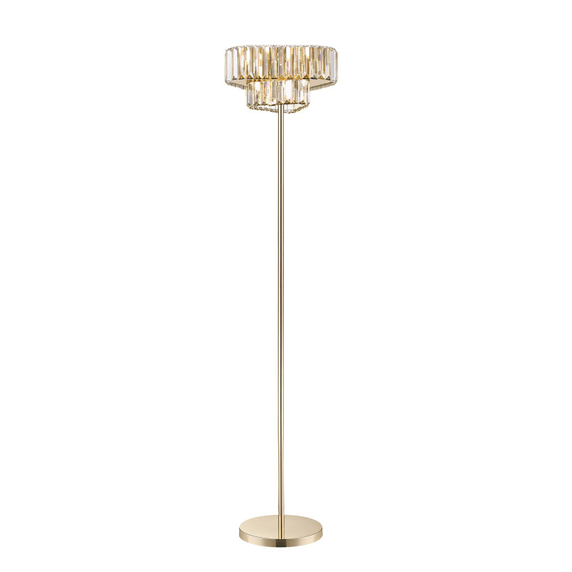 Lampa podłogowa ZumaLine Helios | Kryształowa, Glamour, Złota