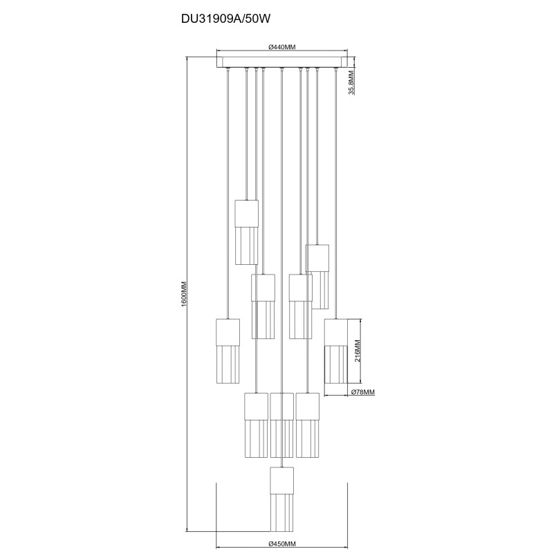 Lampa wisząca ZumaLine Iggly | 10 punktów, LED, 45cm